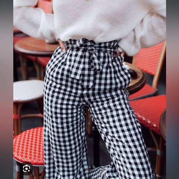 Sezane Arthur Pants in white/black gingham - Picture 3 of 5